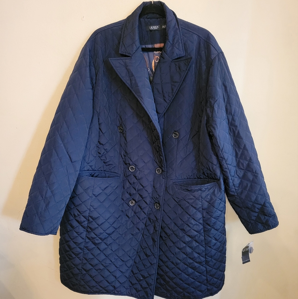 Lauren by Ralph Lauren navy blue quilted coat women's size 3x